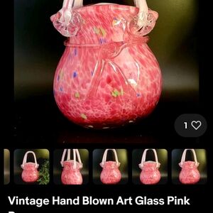 Vintage Hand Blown Art Pink Purse